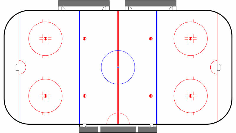 blaue Linien am Eishockeyspielfeld