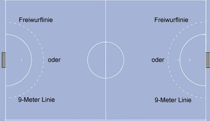 Freiwurflinie am Handballfeld