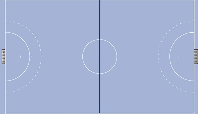 Mittellinie auf dem Handballfeld