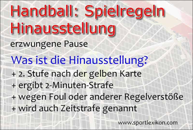 Hinausstellung ergo Zeitstrafe im Handball
