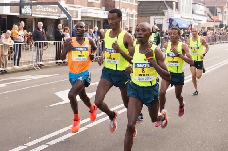 Marathonlauf mit afrikanischen Marathonl&auml;ufern