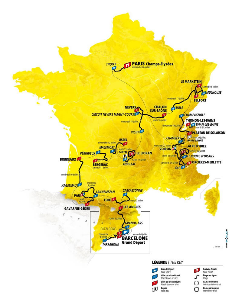 Streckenplan der Tour de France 2026