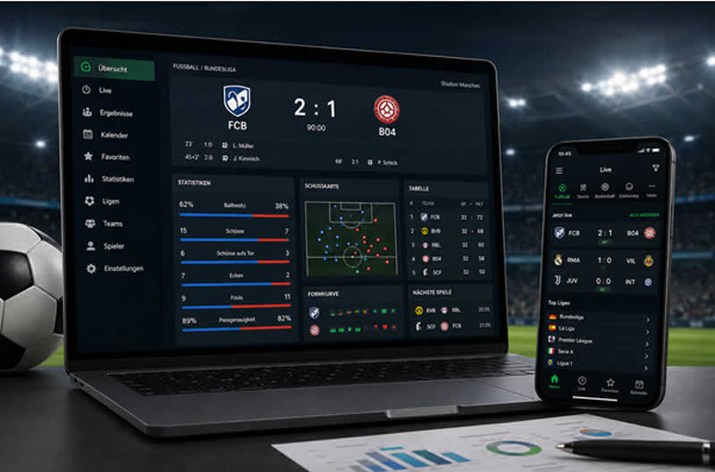 Sportplattformen mit Ergebnisse auf PC und Handy