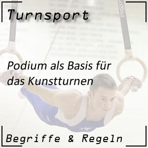 Kunstturnen am Podium der Turnhalle