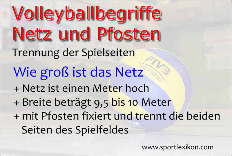 Netz und Pfosten am Volleyballspielfeld